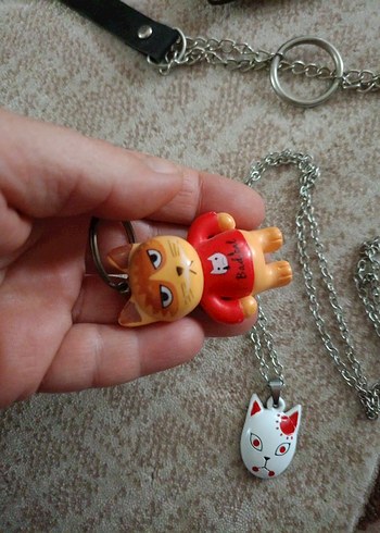 Bad cat Kırmızı Rock Punk Kadın Anahtarlık - Görsel 7