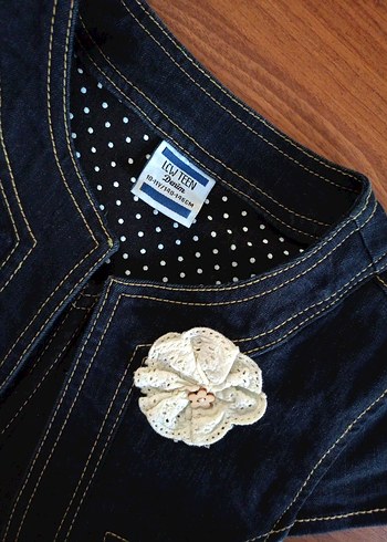 Kız Çocuk Koyu Mavi Denim Bolero - Görsel 3