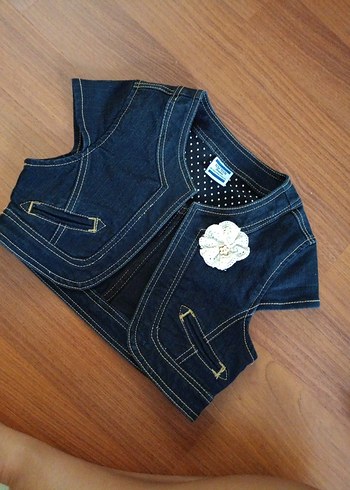 Kız Çocuk Koyu Mavi Denim Bolero - Görsel 5