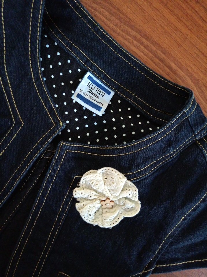 Kız Çocuk Koyu Mavi Denim Bolero - Görsel 3