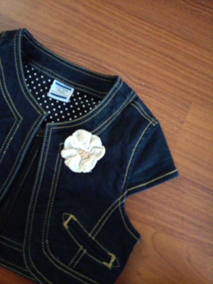 Kız Çocuk Koyu Mavi Denim Bolero - Görsel 2