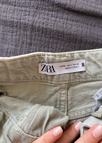 xs Beden Yeşil Kadın Mini Denim Şort