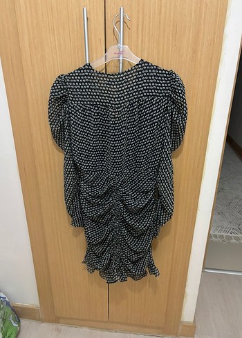 Zara Puantiye Desenli Siyah Mini Bluz