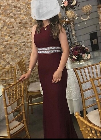 Bordo balık abiye