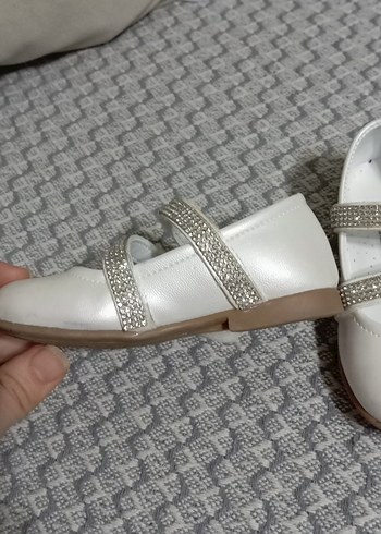 Beyaz Kız Çocuk Simli Babet Ayakkabı - Görsel 3