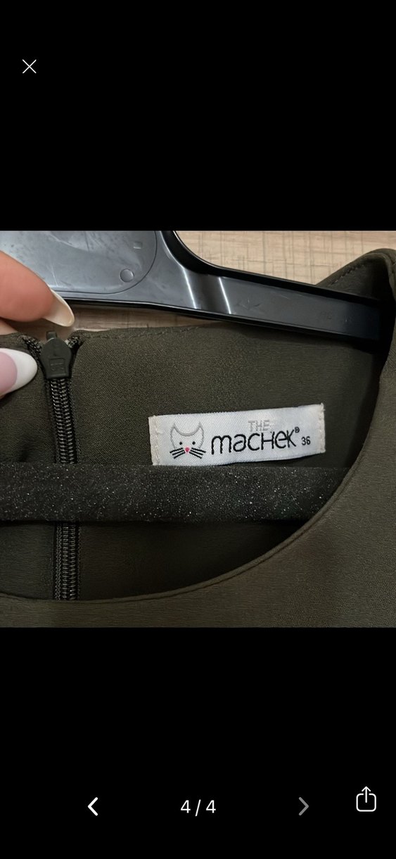 Kadın Haki Kolsuz Mini Düğmeli Takım Elbise - Görsel 3