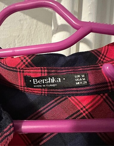 s Beden bordo Renk Bershka ekoseli uzun elbise