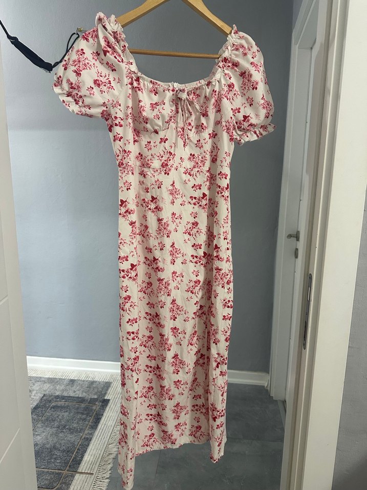 Pembe Midi Elbise - Görsel 3