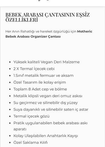 Diğer Motheric Soho Bebek Arabası Organizer Çanta