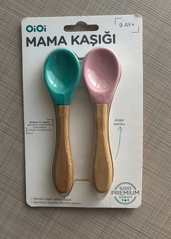Bambu Saplı Silikon Mama Kaşığı Seti