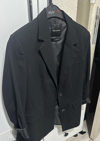Pull and Bear Pull Bear Siyah Oversize Blazer Ceket