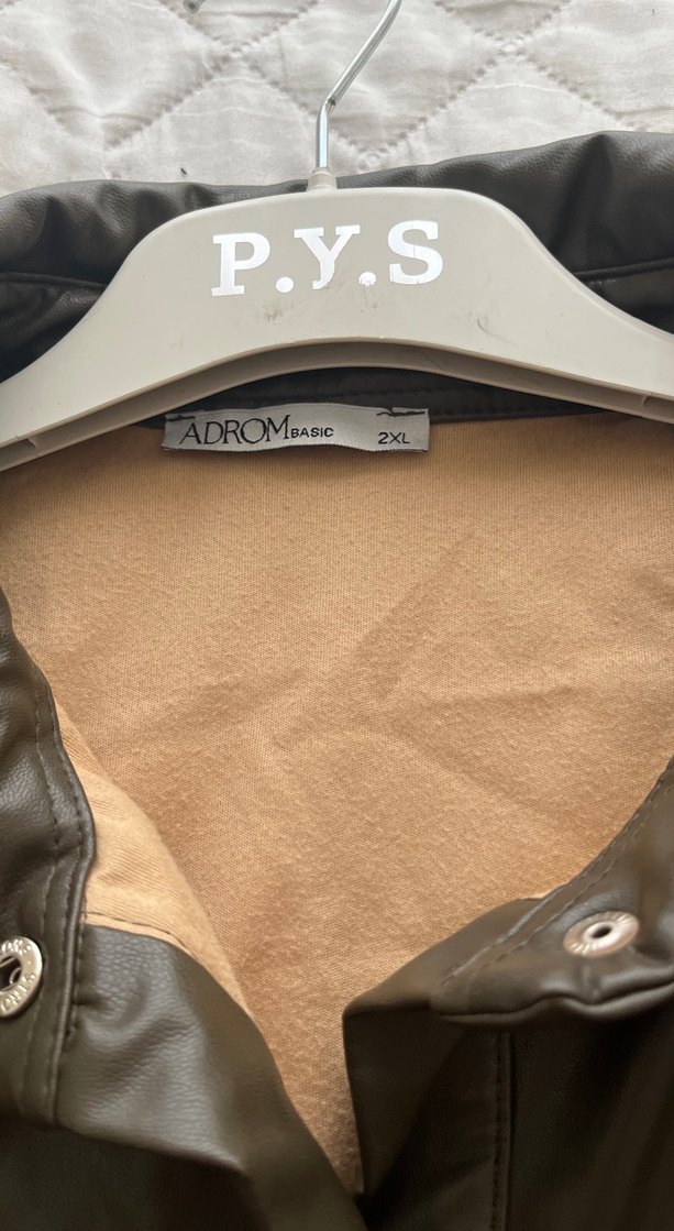 Düğmeli Kahverengi Deri Kadın Ceket - Görsel 4