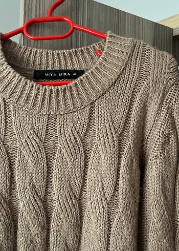 Kadın Kahverengi Örgü Triko Kazak - Görsel 2