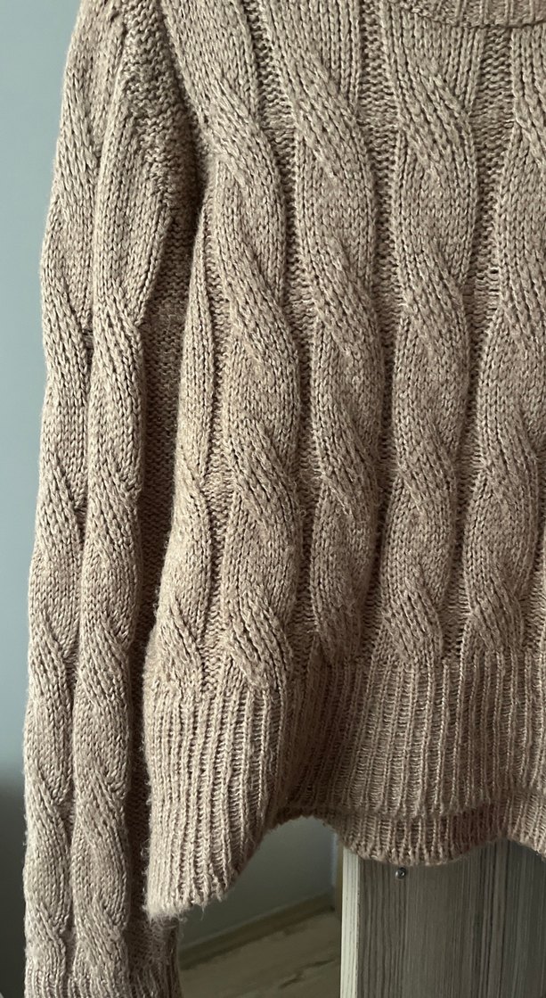 Kadın Kahverengi Örgü Triko Kazak - Görsel 3