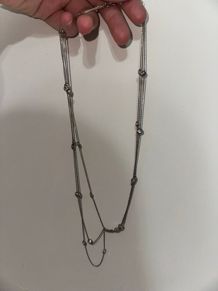 Zincir Detaylı Gri Midi set kolye bileklik - Görsel 2