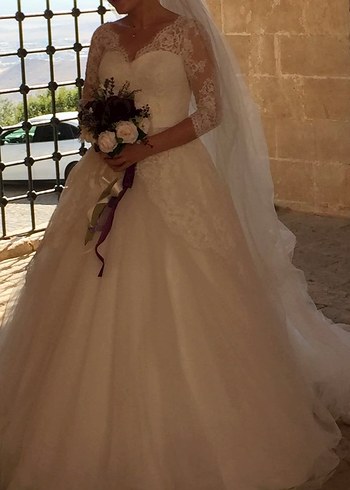 Klasik Elegan Beyaz A-Line Gelinlik - Görsel 2