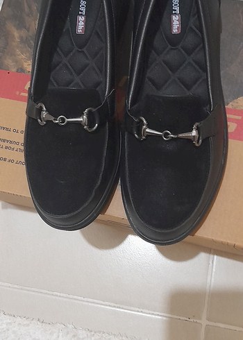 Klasik Siyah Platform Topuklu Kadın Loafer 39 40 no