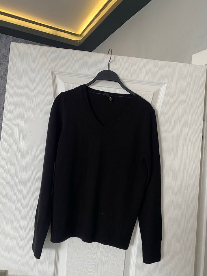 Siyah Erkek Keten Crew Neck Sweatshirt - Görsel 2