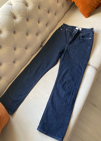 Düğmeli Mavi Kadın Denim Pantolon - Görsel 3