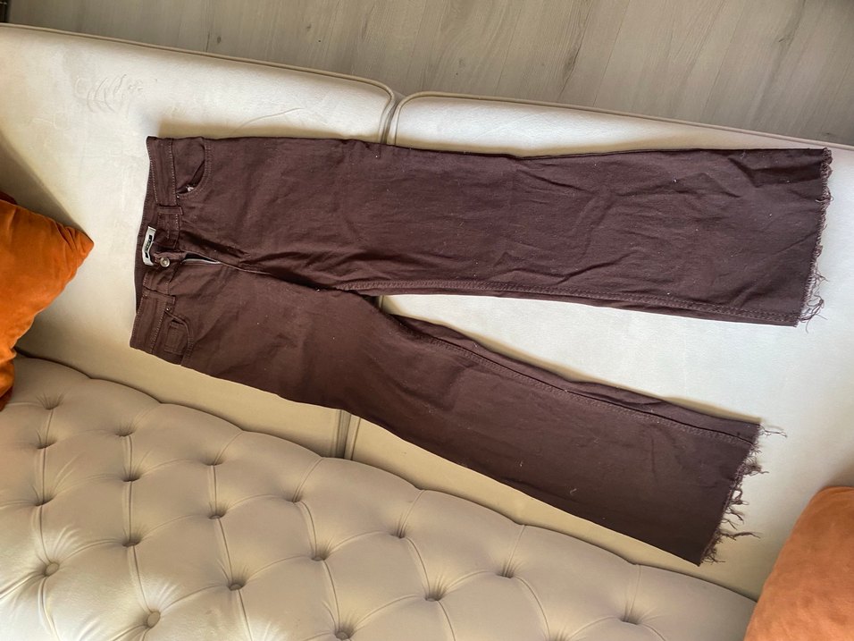 Kahverengi Keten Kadın Midi Pantolon - Görsel 2