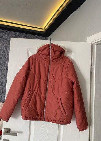 Kürklü Kırmızı Kadın Kışlık Mont - Görsel 3