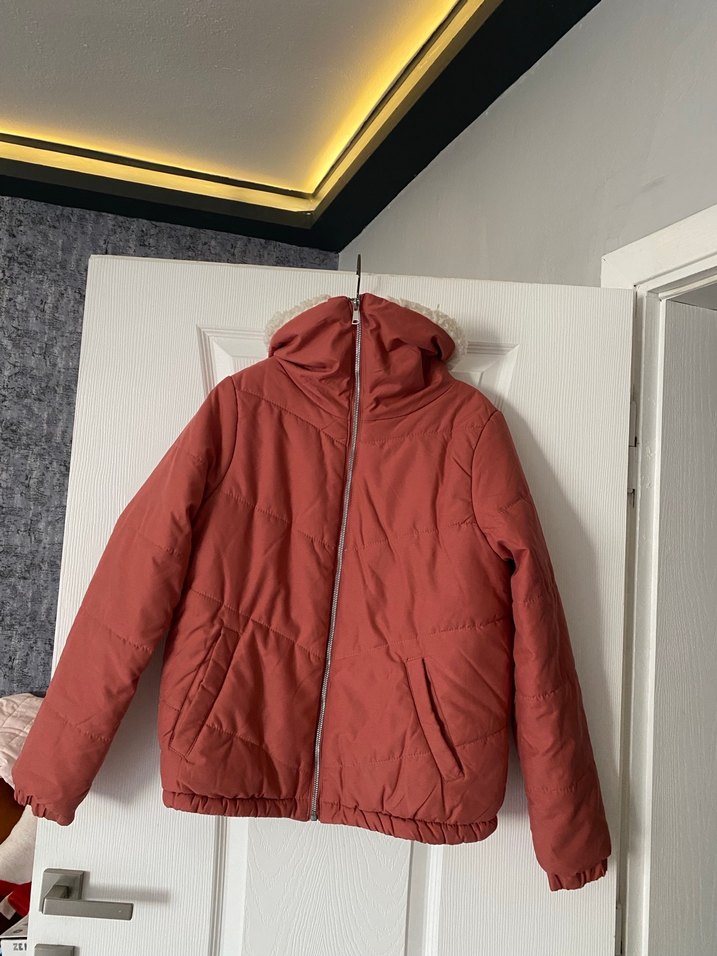 Kürklü Kırmızı Kadın Kışlık Mont - Görsel 3