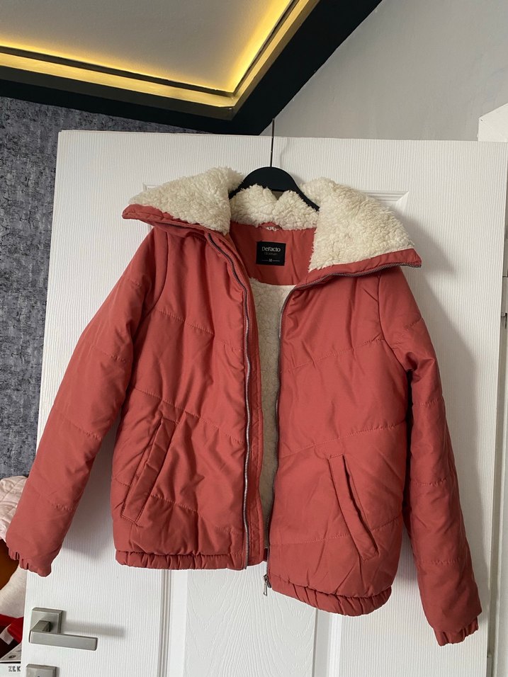 Kürklü Kırmızı Kadın Kışlık Mont - Görsel 2