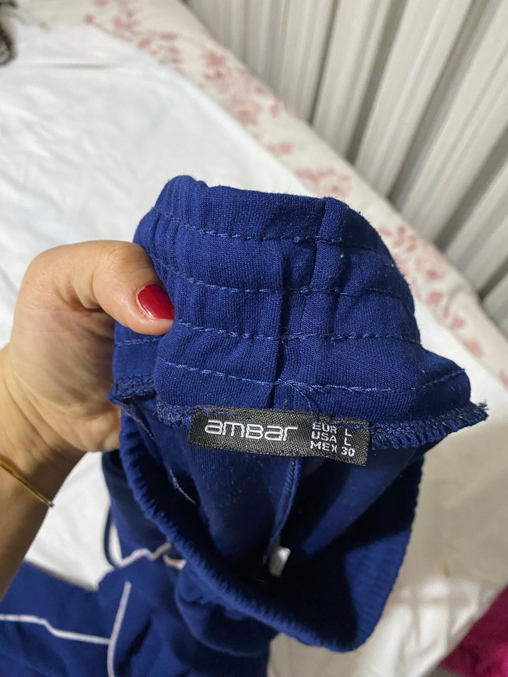 Kadın Parlak Mavi Fermuarlı Eşofman Altı - Görsel 2