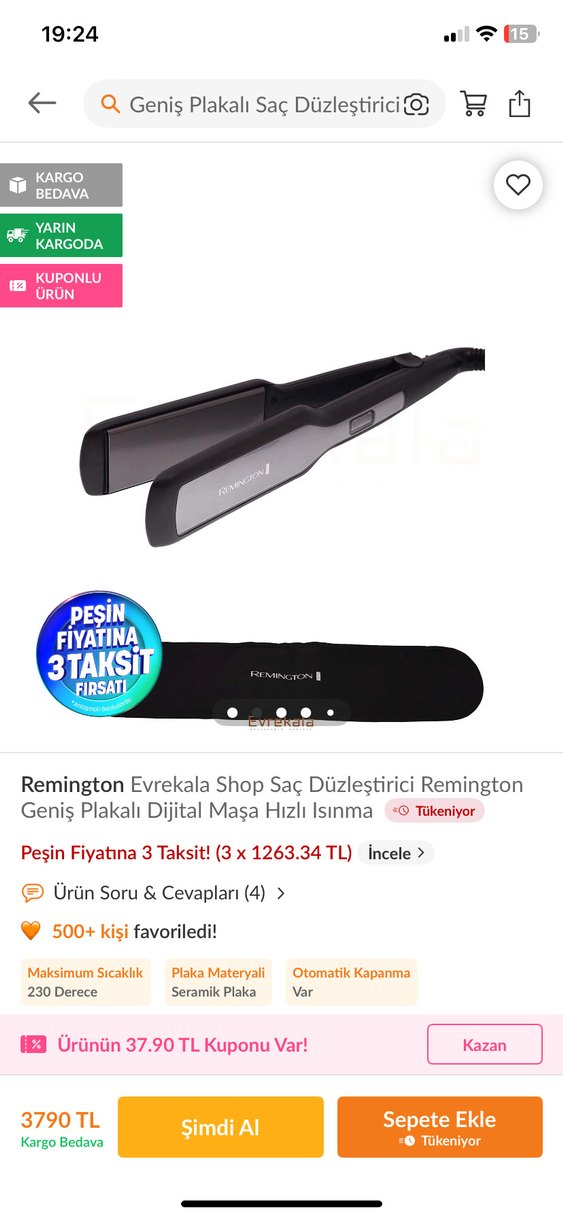 Remington Geniş Plakalı Dijital Saç Düzleştirici - Görsel 2