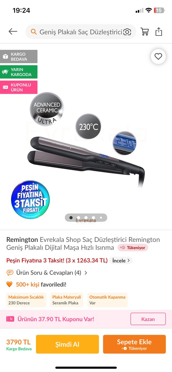 Remington Geniş Plakalı Dijital Saç Düzleştirici - Görsel 3