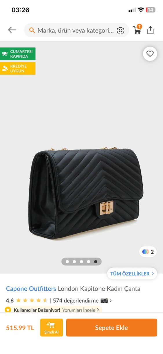 Zincir Detaylı Siyah Kapitone Deri Çanta - Görsel 2