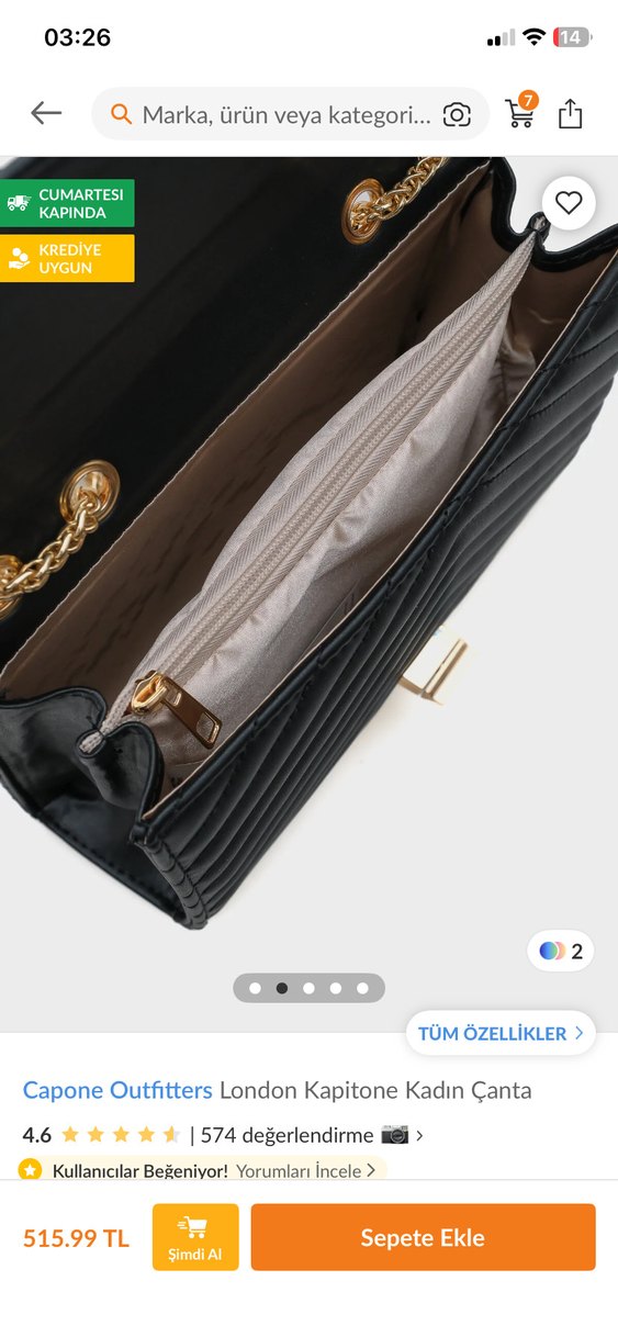 Zincir Detaylı Siyah Kapitone Deri Çanta - Görsel 3