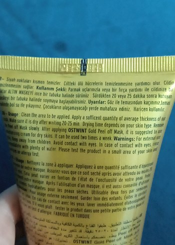 Diğer Ostwint Gold Mask Soyulabilir Arındırıcı Maske 50 ml