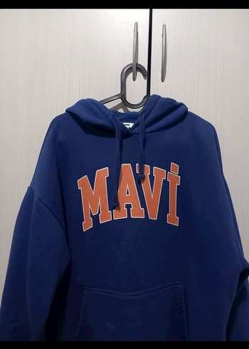 Mavi Kapüşonlu Kadın Sweatshirt