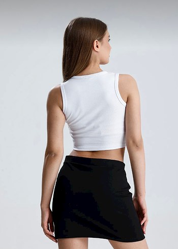 Diğer Taşlı Beyaz Atlet Crop Top