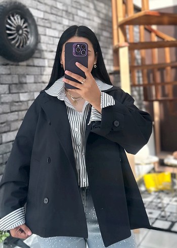 Siyah Düğmeli Midi Trençkot - Görsel 3