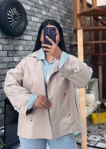 Bej Mini Kadın Trençkot - Görsel 2