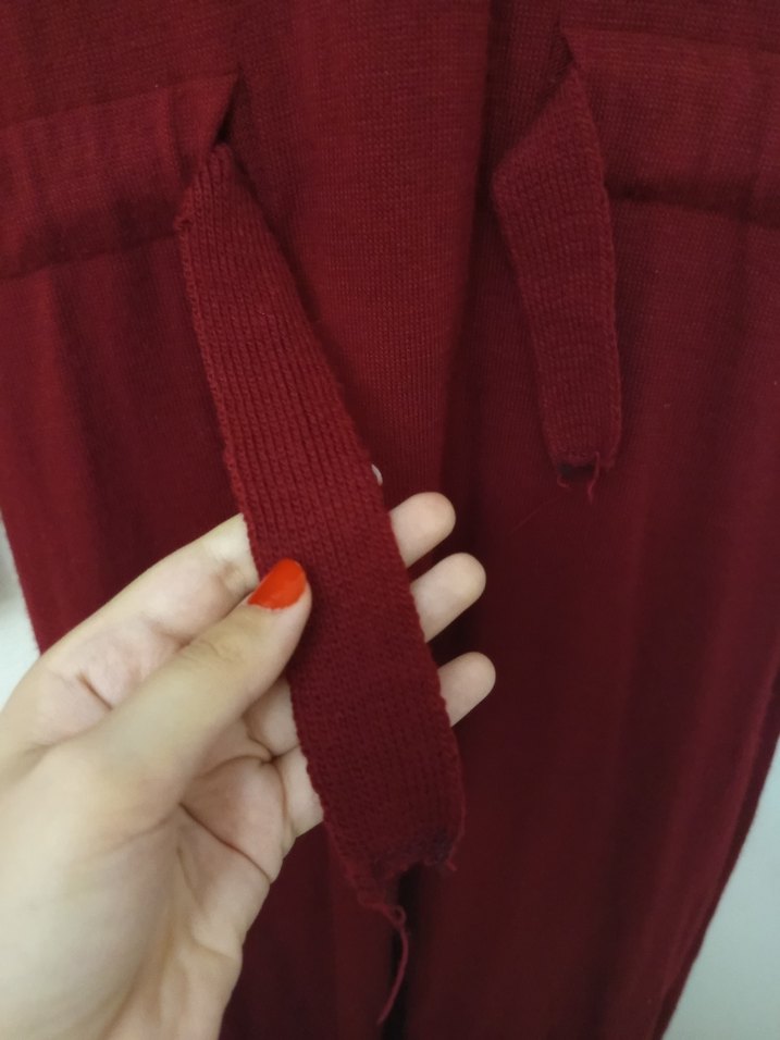 Bordo Kadın Uzun Kemerli Elbise - Görsel 2