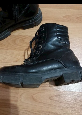 36 Beden siyah Renk Siyah Deri Bağcıklı Stiletto Topuklu Bot
