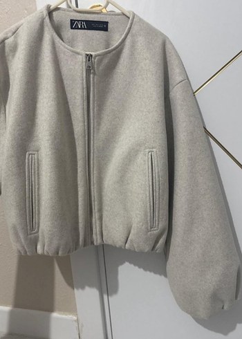 Zara Gri Fermuarlı Kadın Mini Ceket