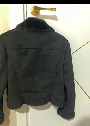 s Beden siyah Renk Siyah Kürklü Kısa Kadın Ceket