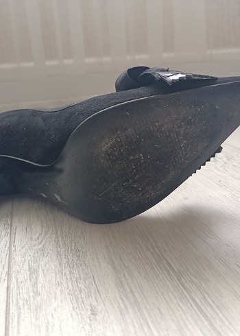 38 Beden siyah Renk Siyah Süet Fiyonklu Gotik Stiletto