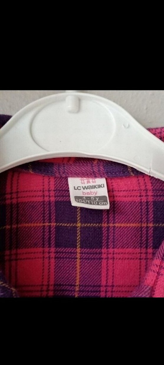 Pembe Renkli Ekose Desenli Kız Gömlek - Görsel 2