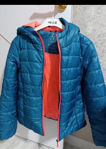 Kısa Mavi Fermuarlı Kadın Kışlık Mont - Görsel 2