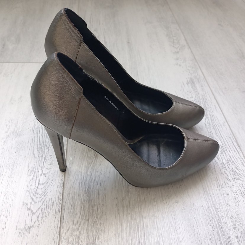 Bej Deri Stiletto Topuklu Kadın Ayakkabı - Görsel 2