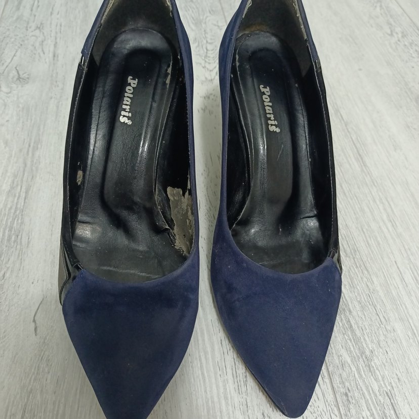 Mavi süet tokalı kadın topuklu ayakkabı - Görsel 5