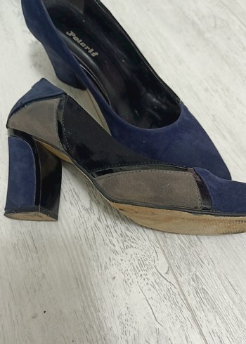 Mavi Süet Kadın Topuklu Stiletto - Görsel 4