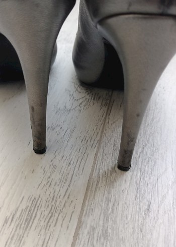 Bej Deri Stiletto Topuklu Kadın Ayakkabı - Görsel 5