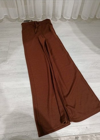 Kahverengi Bol Kesim Kemerli Kadın Pantolon - Görsel 2