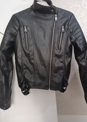 Derimod Kadın Siyah Deri Biker Ceket